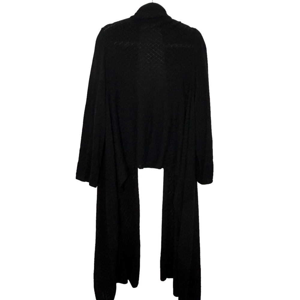Oscar Oscar De La Renta Black Open Knit Cashmere Wool High Low Cardigan - Picture 3 of 16